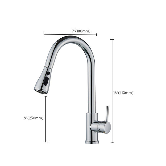 Contemporary Gooseneck Faucet One Handle Kitchen Faucet High Arch Water Filler Clearhalo 'Home Improvement' 'home_improvement' 'home_improvement_kitchen_faucets' 'Kitchen Faucets' 'Kitchen Remodel & Kitchen Fixtures' 'Kitchen Sinks & Faucet Components' 'kitchen_faucets' 6977857