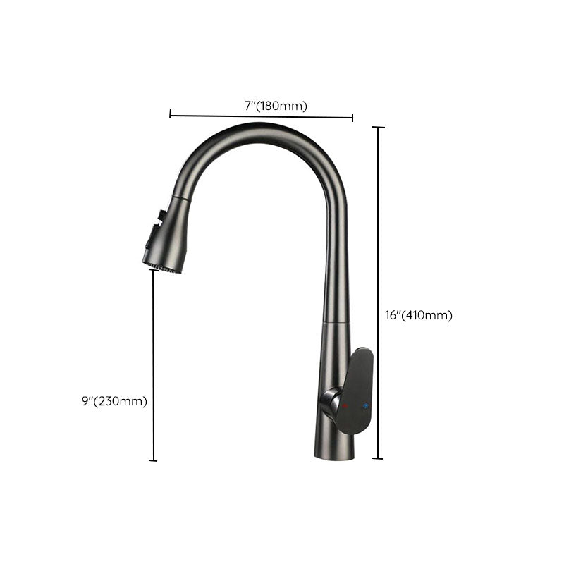 Contemporary Gooseneck Faucet One Handle Kitchen Faucet High Arch Water Filler Clearhalo 'Home Improvement' 'home_improvement' 'home_improvement_kitchen_faucets' 'Kitchen Faucets' 'Kitchen Remodel & Kitchen Fixtures' 'Kitchen Sinks & Faucet Components' 'kitchen_faucets' 6977859