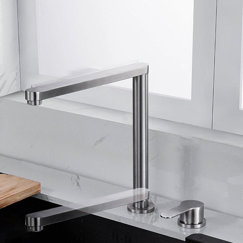 Modern Stainless Steel Kitchen Faucet with Single Handle Lead Free Faucet Clearhalo 'Home Improvement' 'home_improvement' 'home_improvement_kitchen_faucets' 'Kitchen Faucets' 'Kitchen Remodel & Kitchen Fixtures' 'Kitchen Sinks & Faucet Components' 'kitchen_faucets' 6977864
