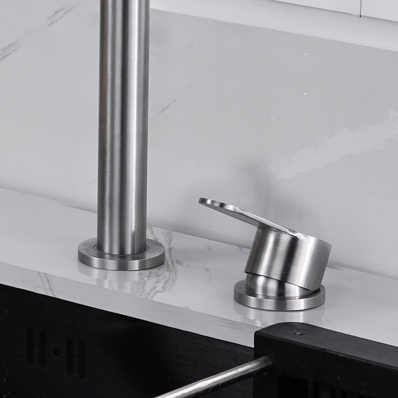 Modern Stainless Steel Kitchen Faucet with Single Handle Lead Free Faucet Clearhalo 'Home Improvement' 'home_improvement' 'home_improvement_kitchen_faucets' 'Kitchen Faucets' 'Kitchen Remodel & Kitchen Fixtures' 'Kitchen Sinks & Faucet Components' 'kitchen_faucets' 6977865