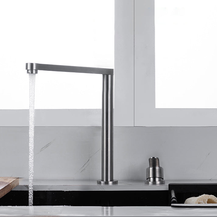 Modern Stainless Steel Kitchen Faucet with Single Handle Lead Free Faucet Clearhalo 'Home Improvement' 'home_improvement' 'home_improvement_kitchen_faucets' 'Kitchen Faucets' 'Kitchen Remodel & Kitchen Fixtures' 'Kitchen Sinks & Faucet Components' 'kitchen_faucets' 6977866