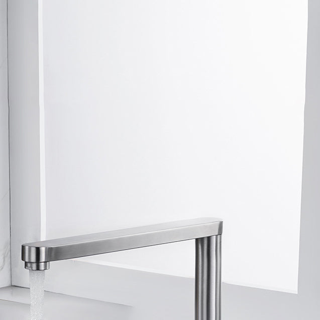 Modern Stainless Steel Kitchen Faucet with Single Handle Lead Free Faucet Clearhalo 'Home Improvement' 'home_improvement' 'home_improvement_kitchen_faucets' 'Kitchen Faucets' 'Kitchen Remodel & Kitchen Fixtures' 'Kitchen Sinks & Faucet Components' 'kitchen_faucets' 6977869