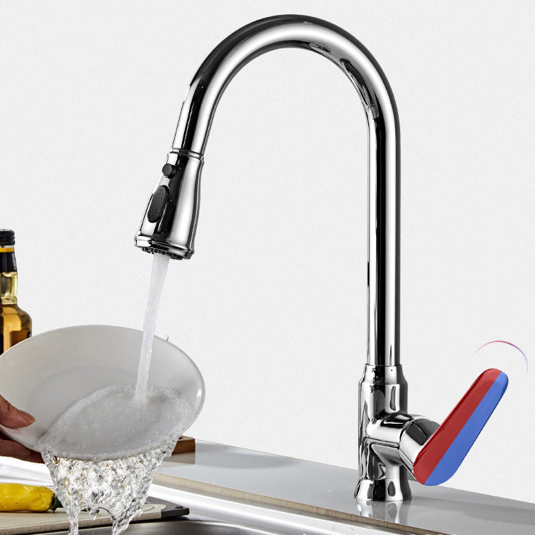 Modern Bridge Faucet Stainless Steel Pull down Sprayer with Supply Lines Kitchen Faucet Clearhalo 'Home Improvement' 'home_improvement' 'home_improvement_kitchen_faucets' 'Kitchen Faucets' 'Kitchen Remodel & Kitchen Fixtures' 'Kitchen Sinks & Faucet Components' 'kitchen_faucets' 6977877