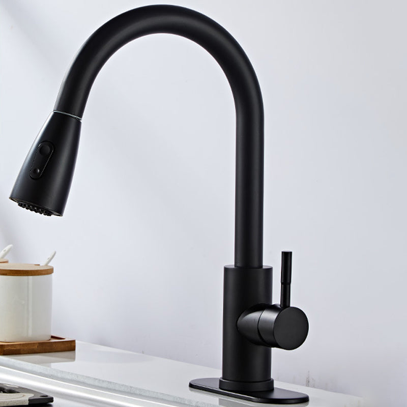 Modern Bridge Faucet Stainless Steel Pull down Sprayer with Supply Lines Kitchen Faucet Clearhalo 'Home Improvement' 'home_improvement' 'home_improvement_kitchen_faucets' 'Kitchen Faucets' 'Kitchen Remodel & Kitchen Fixtures' 'Kitchen Sinks & Faucet Components' 'kitchen_faucets' 6977881