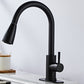 Modern Bridge Faucet Stainless Steel Pull down Sprayer with Supply Lines Kitchen Faucet Black Gooseneck High Arc Clearhalo 'Home Improvement' 'home_improvement' 'home_improvement_kitchen_faucets' 'Kitchen Faucets' 'Kitchen Remodel & Kitchen Fixtures' 'Kitchen Sinks & Faucet Components' 'kitchen_faucets' 6977886