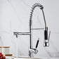 Contemporary Spring Spout Kitchen Sink Faucet Swivel Spout with Pull down Sprayer Clearhalo 'Home Improvement' 'home_improvement' 'home_improvement_kitchen_faucets' 'Kitchen Faucets' 'Kitchen Remodel & Kitchen Fixtures' 'Kitchen Sinks & Faucet Components' 'kitchen_faucets' 6977906