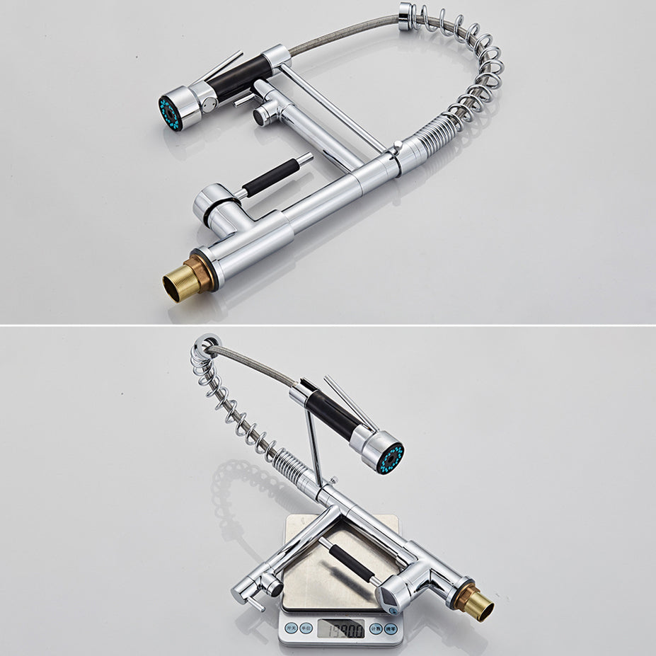 Contemporary Spring Spout Kitchen Sink Faucet Swivel Spout with Pull ...