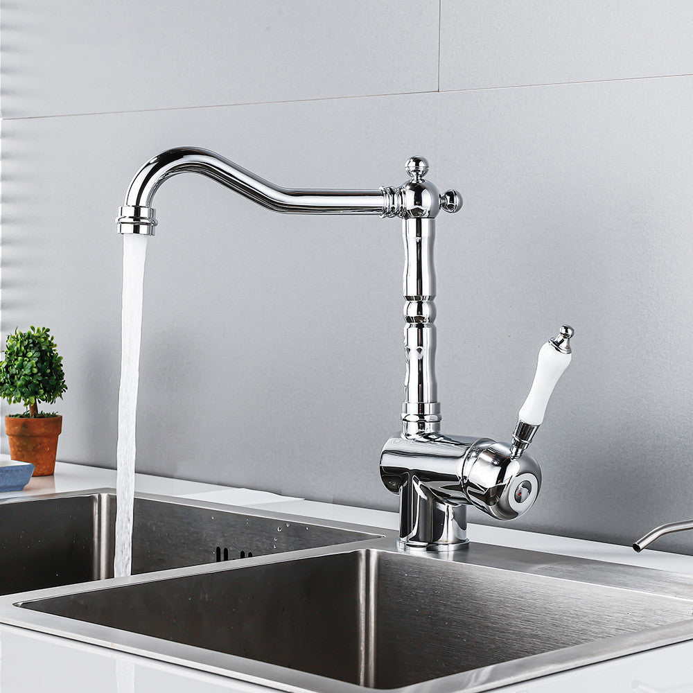 Traditional Kitchen Bar Faucet Gooseneck 1-Hole Kitchen Faucets Silver Clearhalo 'Home Improvement' 'home_improvement' 'home_improvement_kitchen_faucets' 'Kitchen Faucets' 'Kitchen Remodel & Kitchen Fixtures' 'Kitchen Sinks & Faucet Components' 'kitchen_faucets' 6977919