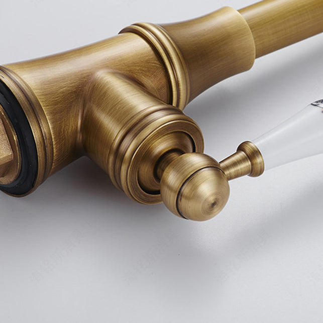 Traditional 1-Hole Kitchen Faucet Swivel Spout Gooseneck Standard Kitchen Faucets Clearhalo 'Home Improvement' 'home_improvement' 'home_improvement_kitchen_faucets' 'Kitchen Faucets' 'Kitchen Remodel & Kitchen Fixtures' 'Kitchen Sinks & Faucet Components' 'kitchen_faucets' 6977950