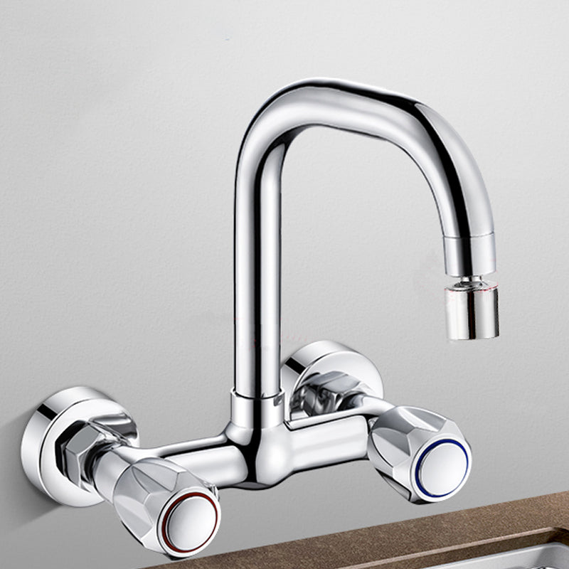 Contemporary Wall Mounted Pot Filler Faucet High Arch Swivel Spout 2 Hole Kitchen Faucet 8.7" 7 Shape Knob Handles Clearhalo 'Home Improvement' 'home_improvement' 'home_improvement_kitchen_faucets' 'Kitchen Faucets' 'Kitchen Remodel & Kitchen Fixtures' 'Kitchen Sinks & Faucet Components' 'kitchen_faucets' 6977954