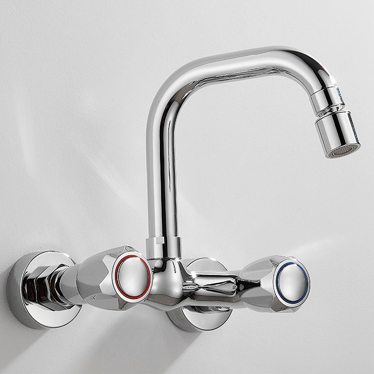 Contemporary Wall Mounted Pot Filler Faucet High Arch Swivel Spout 2 Hole Kitchen Faucet Clearhalo 'Home Improvement' 'home_improvement' 'home_improvement_kitchen_faucets' 'Kitchen Faucets' 'Kitchen Remodel & Kitchen Fixtures' 'Kitchen Sinks & Faucet Components' 'kitchen_faucets' 6977965