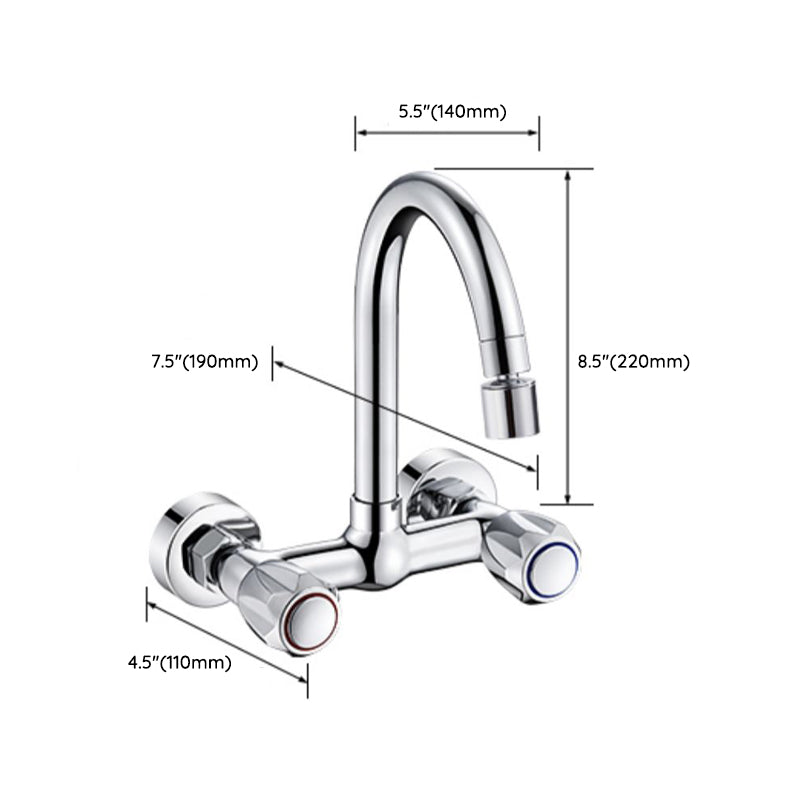 Contemporary Wall Mounted Pot Filler Faucet High Arch Swivel Spout 2 Hole Kitchen Faucet Clearhalo 'Home Improvement' 'home_improvement' 'home_improvement_kitchen_faucets' 'Kitchen Faucets' 'Kitchen Remodel & Kitchen Fixtures' 'Kitchen Sinks & Faucet Components' 'kitchen_faucets' 6977970