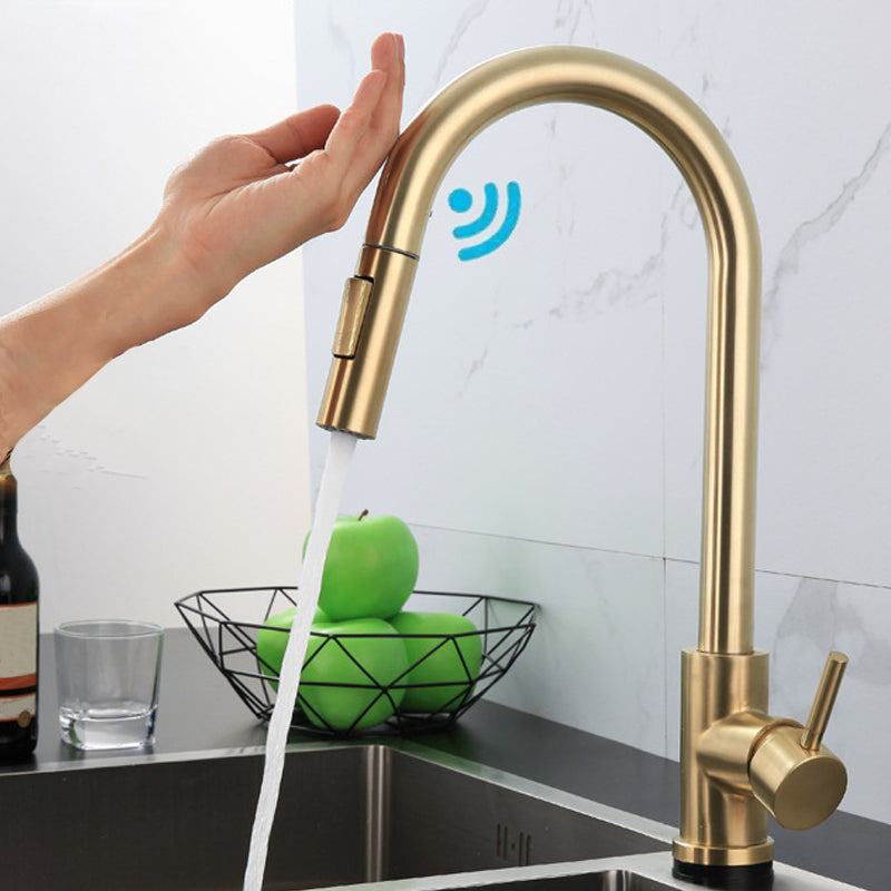 Modern Kitchen Sink Faucet Swivel Spout High Arch Touch Sensor with Pull down Sprayer Clearhalo 'Home Improvement' 'home_improvement' 'home_improvement_kitchen_faucets' 'Kitchen Faucets' 'Kitchen Remodel & Kitchen Fixtures' 'Kitchen Sinks & Faucet Components' 'kitchen_faucets' 6977974