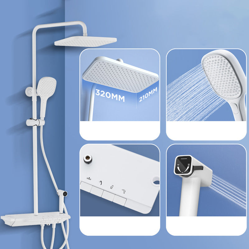 White Wall Mounted Shower Head Combo Contemporary Shower System Temperature Control Digital Display Not Included Clearhalo 'Bathroom Remodel & Bathroom Fixtures' 'Home Improvement' 'home_improvement' 'home_improvement_shower_faucets' 'Shower Faucets & Systems' 'shower_faucets' 'Showers & Bathtubs Plumbing' 'Showers & Bathtubs' 6978459