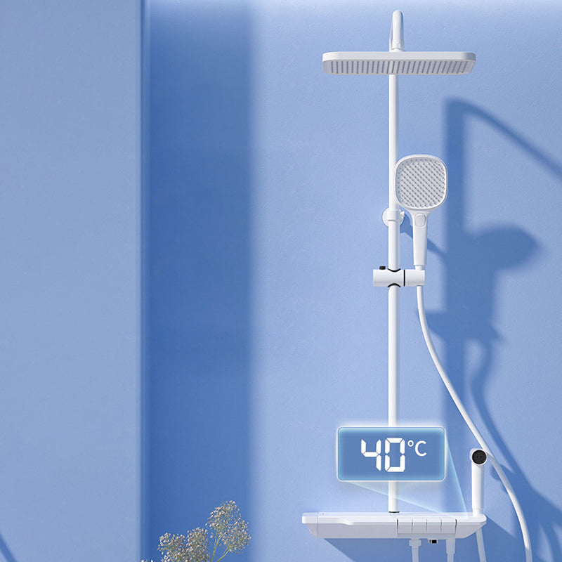 White Wall Mounted Shower Head Combo Contemporary Shower System Clearhalo 'Bathroom Remodel & Bathroom Fixtures' 'Home Improvement' 'home_improvement' 'home_improvement_shower_faucets' 'Shower Faucets & Systems' 'shower_faucets' 'Showers & Bathtubs Plumbing' 'Showers & Bathtubs' 6978466