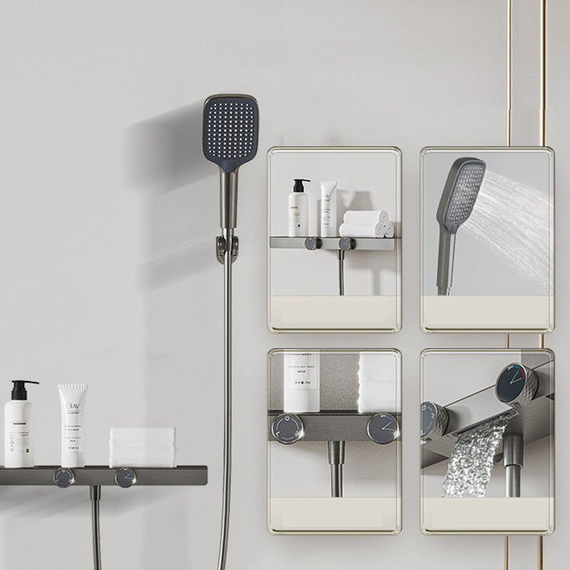 Contemporary Adjustable Spray Pattern Wall Mounted Shower Head Combo Grey 2 Clearhalo 'Bathroom Remodel & Bathroom Fixtures' 'Home Improvement' 'home_improvement' 'home_improvement_shower_faucets' 'Shower Faucets & Systems' 'shower_faucets' 'Showers & Bathtubs Plumbing' 'Showers & Bathtubs' 6978470