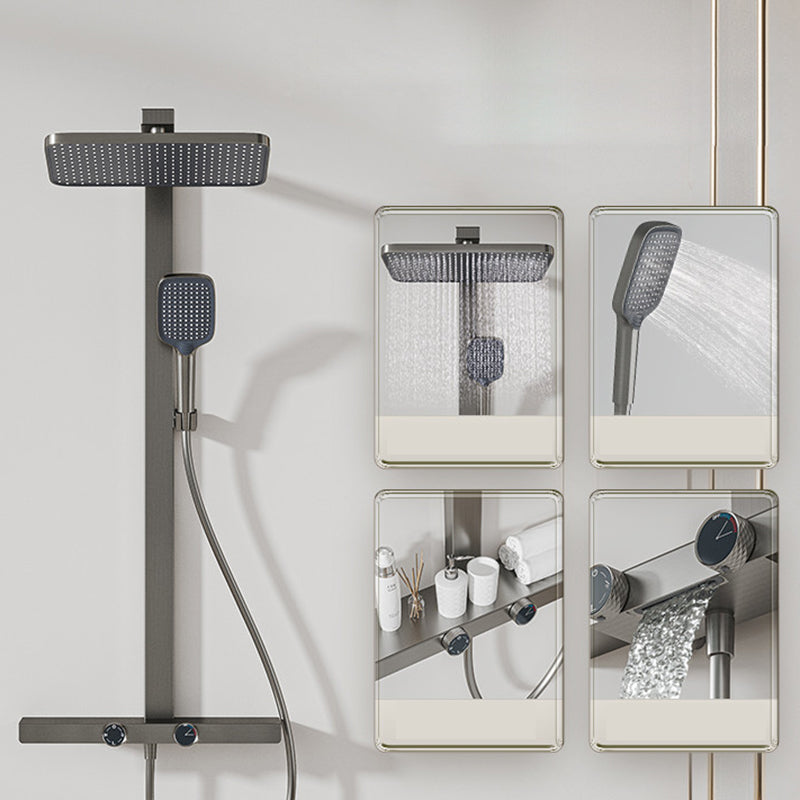 Contemporary Adjustable Spray Pattern Wall Mounted Shower Head Combo Grey 3 Clearhalo 'Bathroom Remodel & Bathroom Fixtures' 'Home Improvement' 'home_improvement' 'home_improvement_shower_faucets' 'Shower Faucets & Systems' 'shower_faucets' 'Showers & Bathtubs Plumbing' 'Showers & Bathtubs' 6978474