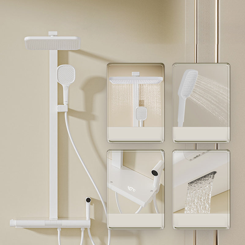 Contemporary Adjustable Spray Pattern Wall Mounted Shower Head Combo White 4 Clearhalo 'Bathroom Remodel & Bathroom Fixtures' 'Home Improvement' 'home_improvement' 'home_improvement_shower_faucets' 'Shower Faucets & Systems' 'shower_faucets' 'Showers & Bathtubs Plumbing' 'Showers & Bathtubs' 6978476