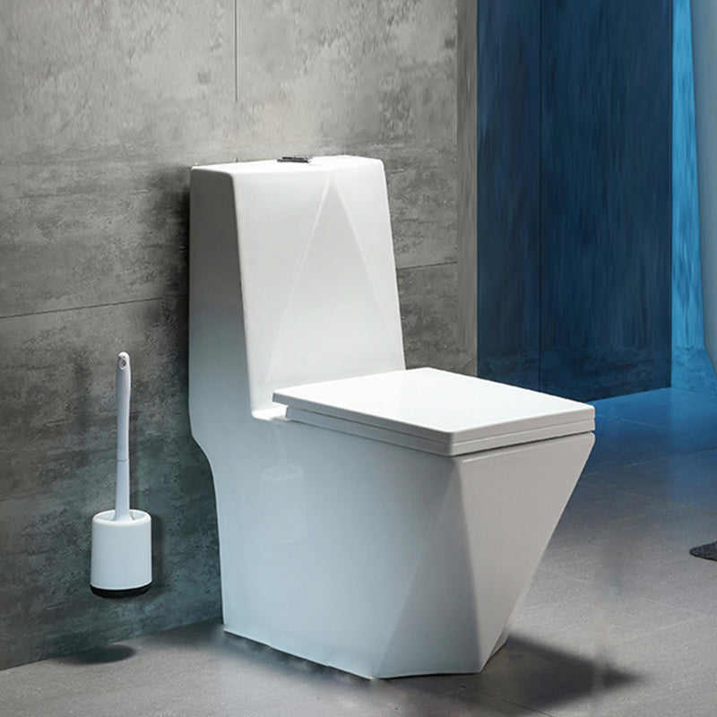Contemporary 1 Piece Flush Toilet White Floor Mounted Urine Toilet for Washroom 14"L x 27"W x 33"H Clearhalo 'Bathroom Remodel & Bathroom Fixtures' 'Home Improvement' 'home_improvement' 'home_improvement_toilets' 'Toilets & Bidets' 'Toilets' 6980598