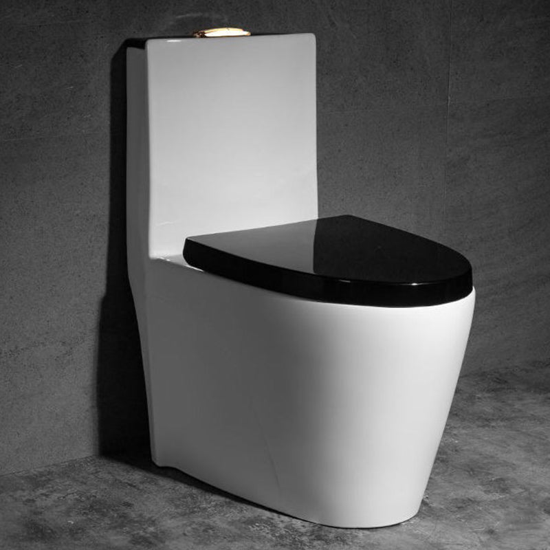 Contemporary One Piece Flush Toilet Floor Mount Urine Toilet with Seat for Washroom 15"L x 26"W x 30"H Black/ White Clearhalo 'Bathroom Remodel & Bathroom Fixtures' 'Home Improvement' 'home_improvement' 'home_improvement_toilets' 'Toilets & Bidets' 'Toilets' 6980643