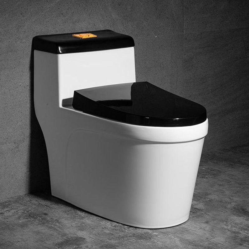 Contemporary One Piece Flush Toilet Floor Mount Urine Toilet with Seat for Washroom 15"L x 28"W x 26"H Black/ White Clearhalo 'Bathroom Remodel & Bathroom Fixtures' 'Home Improvement' 'home_improvement' 'home_improvement_toilets' 'Toilets & Bidets' 'Toilets' 6980644