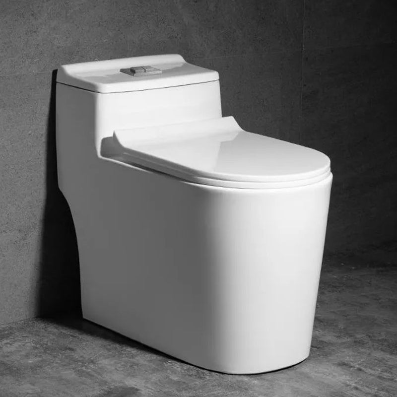 Contemporary One Piece Flush Toilet Floor Mount Urine Toilet with Seat for Washroom 14.2"L x 26.8"W x 24.4"H White Clearhalo 'Bathroom Remodel & Bathroom Fixtures' 'Home Improvement' 'home_improvement' 'home_improvement_toilets' 'Toilets & Bidets' 'Toilets' 6980647