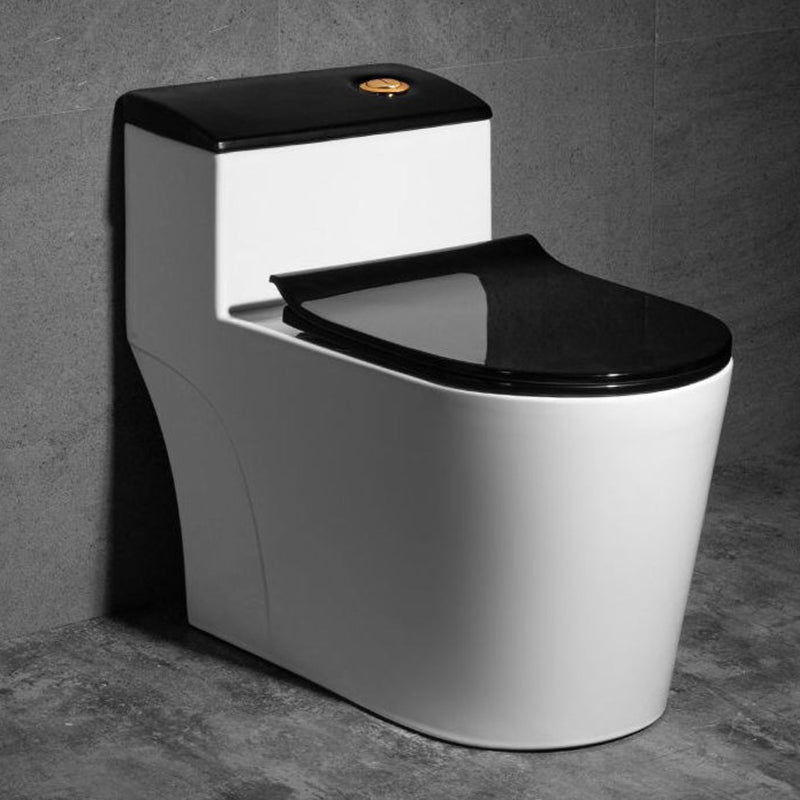 Contemporary One Piece Flush Toilet Floor Mount Urine Toilet with Seat for Washroom 15.4"L x 28.3"W x 24.4"H Black White Clearhalo 'Bathroom Remodel & Bathroom Fixtures' 'Home Improvement' 'home_improvement' 'home_improvement_toilets' 'Toilets & Bidets' 'Toilets' 6980648