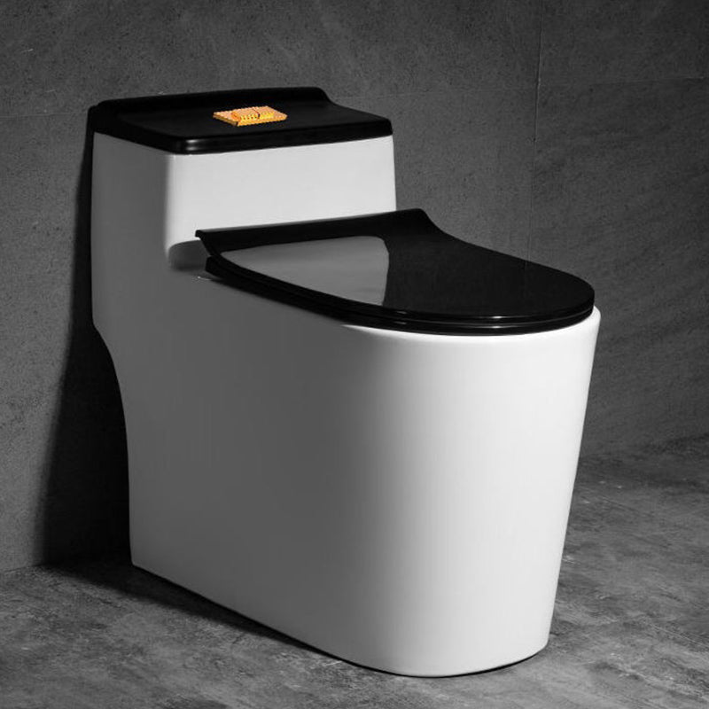 Contemporary One Piece Flush Toilet Floor Mount Urine Toilet with Seat for Washroom 14.2"L x 26.8"W x 24.4"H Black White Clearhalo 'Bathroom Remodel & Bathroom Fixtures' 'Home Improvement' 'home_improvement' 'home_improvement_toilets' 'Toilets & Bidets' 'Toilets' 6980649