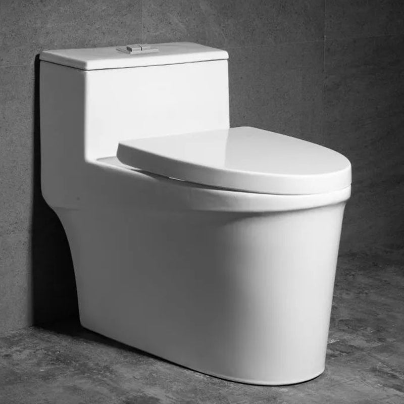 Contemporary One Piece Flush Toilet Floor Mount Urine Toilet with Seat for Washroom 17"L x 28"W x 25"H White Clearhalo 'Bathroom Remodel & Bathroom Fixtures' 'Home Improvement' 'home_improvement' 'home_improvement_toilets' 'Toilets & Bidets' 'Toilets' 6980650