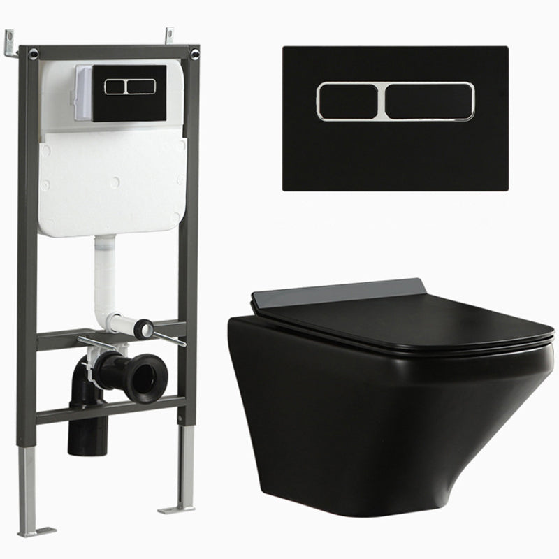 Contemporary Flush Toilet Wall Mount One-Piece Toilet Porcelain Toilet 15"L x 21"W x 14"H Black Toilet with Tanker Clearhalo 'Bathroom Remodel & Bathroom Fixtures' 'Home Improvement' 'home_improvement' 'home_improvement_toilets' 'Toilets & Bidets' 'Toilets' 6980667