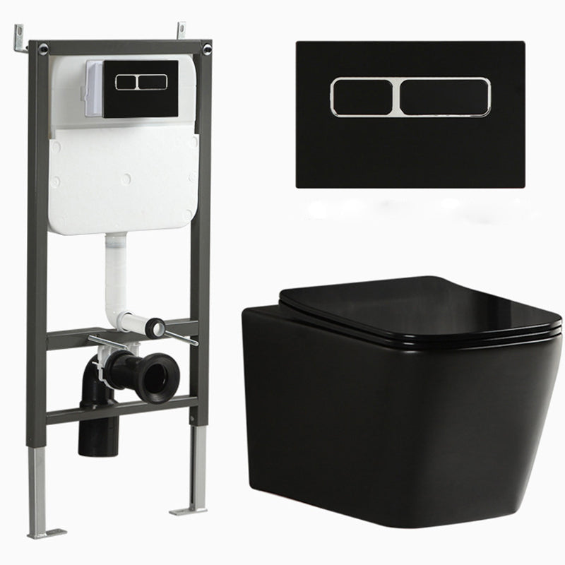 Contemporary Flush Toilet Wall Mount One-Piece Toilet Porcelain Toilet 13"L x 20"W x 13"H Black Toilet with Tanker Clearhalo 'Bathroom Remodel & Bathroom Fixtures' 'Home Improvement' 'home_improvement' 'home_improvement_toilets' 'Toilets & Bidets' 'Toilets' 6980671