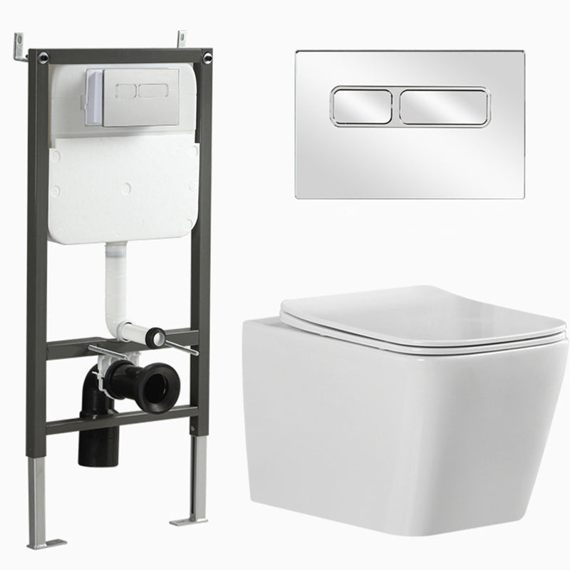 Contemporary Flush Toilet Wall Mount One-Piece Toilet Porcelain Toilet 13"L x 20"W x 13"H White Toilet with Tanker Clearhalo 'Bathroom Remodel & Bathroom Fixtures' 'Home Improvement' 'home_improvement' 'home_improvement_toilets' 'Toilets & Bidets' 'Toilets' 6980680