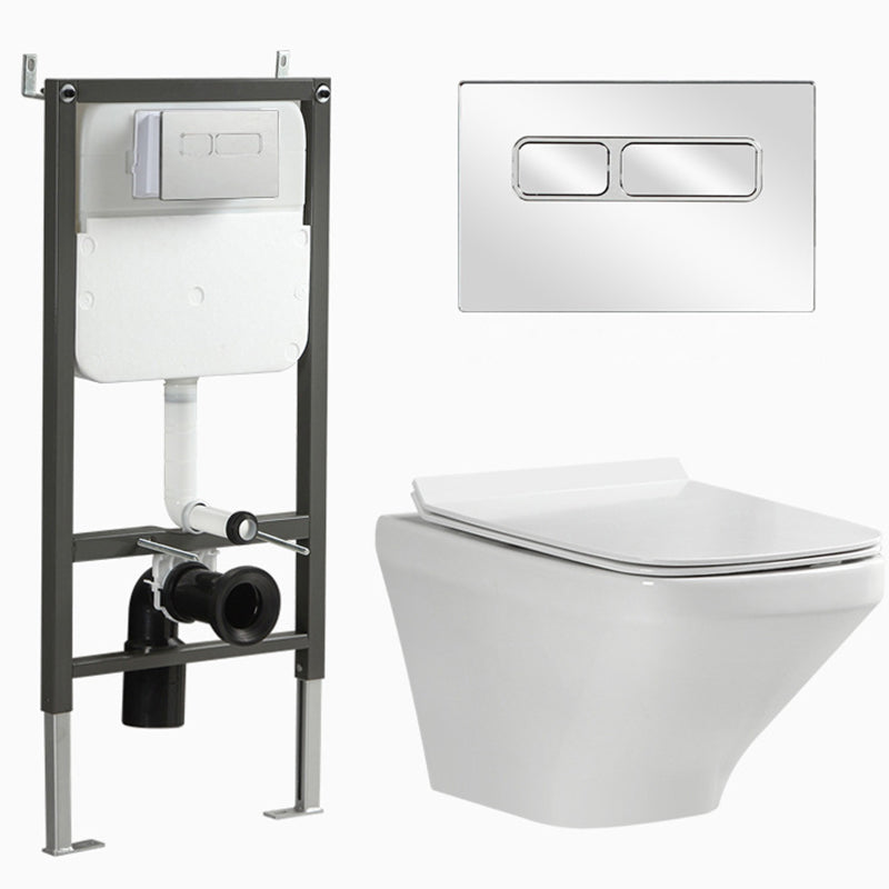 Contemporary Flush Toilet Wall Mount One-Piece Toilet Porcelain Toilet 15"L x 21"W x 14"H White Toilet with Tanker Clearhalo 'Bathroom Remodel & Bathroom Fixtures' 'Home Improvement' 'home_improvement' 'home_improvement_toilets' 'Toilets & Bidets' 'Toilets' 6980682