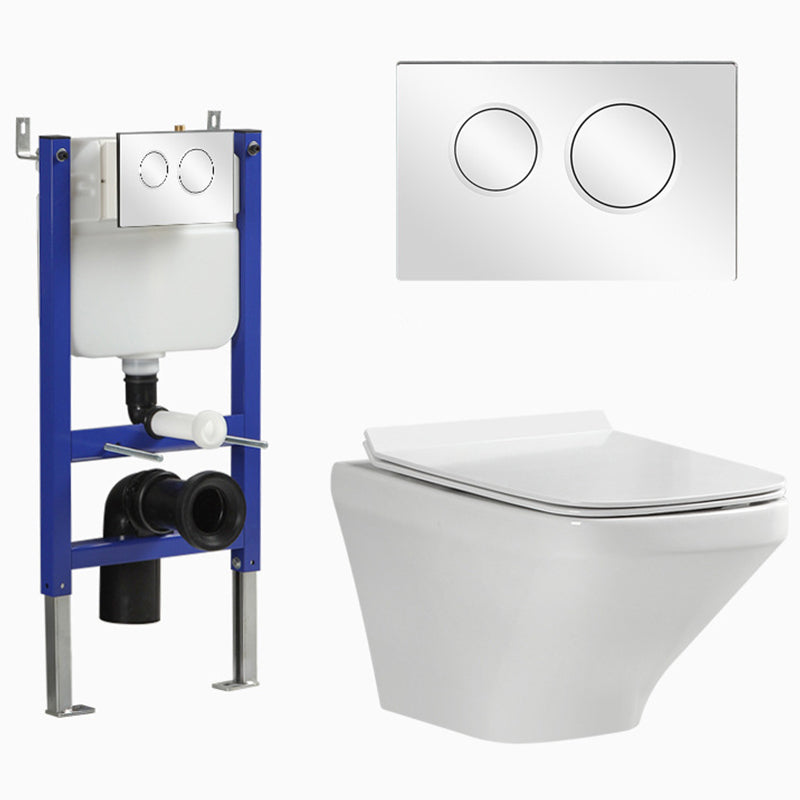 Contemporary Flush Toilet Wall Mount One-Piece Toilet Porcelain Toilet 15"L x 21"W x 14"H White Toilet with Low Tanker Clearhalo 'Bathroom Remodel & Bathroom Fixtures' 'Home Improvement' 'home_improvement' 'home_improvement_toilets' 'Toilets & Bidets' 'Toilets' 6980685