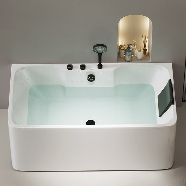 White Rectangular Bath Freestanding Acrylic Back to Wall Bathtub Black Tub with Black 3-Piece Set Clearhalo 'Bathroom Remodel & Bathroom Fixtures' 'Bathtubs' 'Home Improvement' 'home_improvement' 'home_improvement_bathtubs' 'Showers & Bathtubs' 6980787