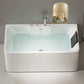 White Rectangular Bath Freestanding Acrylic Back to Wall Bathtub Silver 63"L x 31.5"W x 25"H Tub with Silver 3-Piece Set Clearhalo 'Bathroom Remodel & Bathroom Fixtures' 'Bathtubs' 'Home Improvement' 'home_improvement' 'home_improvement_bathtubs' 'Showers & Bathtubs' 6980789
