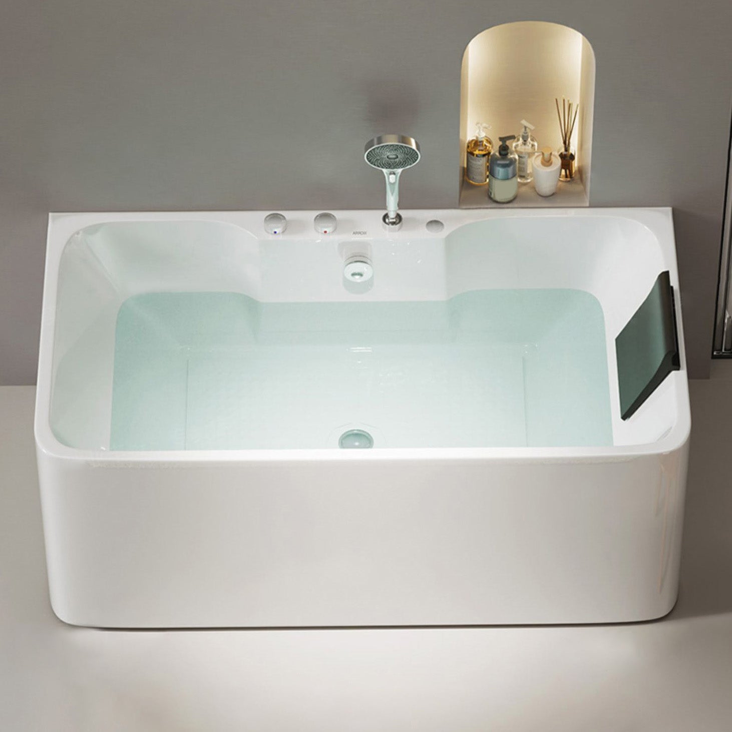 White Rectangular Bath Freestanding Acrylic Back to Wall Bathtub Silver 63"L x 31.5"W x 25"H Tub with Silver 3-Piece Set Clearhalo 'Bathroom Remodel & Bathroom Fixtures' 'Bathtubs' 'Home Improvement' 'home_improvement' 'home_improvement_bathtubs' 'Showers & Bathtubs' 6980789