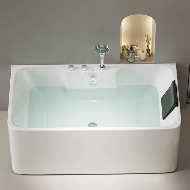 White Rectangular Bath Freestanding Acrylic Back to Wall Bathtub Silver Tub with Silver 3-Piece Set Clearhalo 'Bathroom Remodel & Bathroom Fixtures' 'Bathtubs' 'Home Improvement' 'home_improvement' 'home_improvement_bathtubs' 'Showers & Bathtubs' 6980790