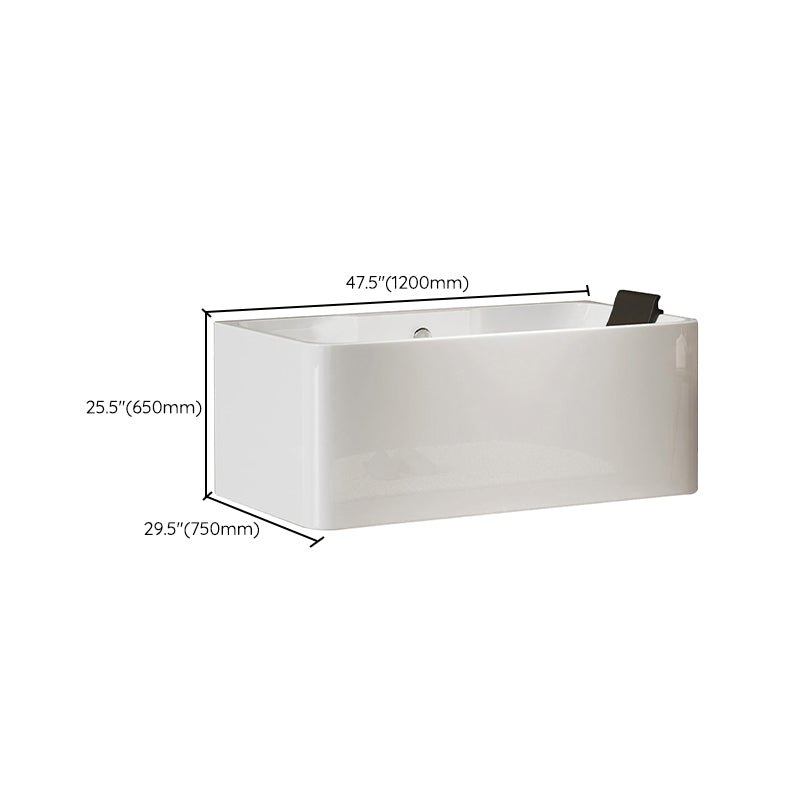 White Rectangular Bath Freestanding Acrylic Back to Wall Bathtub Clearhalo 'Bathroom Remodel & Bathroom Fixtures' 'Bathtubs' 'Home Improvement' 'home_improvement' 'home_improvement_bathtubs' 'Showers & Bathtubs' 6980798