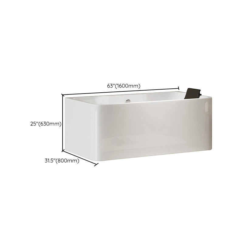 White Rectangular Bath Freestanding Acrylic Back to Wall Bathtub Clearhalo 'Bathroom Remodel & Bathroom Fixtures' 'Bathtubs' 'Home Improvement' 'home_improvement' 'home_improvement_bathtubs' 'Showers & Bathtubs' 6980802