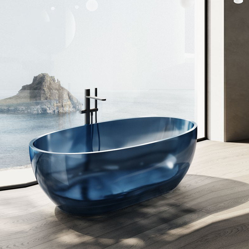 Soaking Stand Alone Bathtub Back to Wall Antique Finish Bathtub Blue 67"L x 31"W x 22"H Clearhalo 'Bathroom Remodel & Bathroom Fixtures' 'Bathtubs' 'Home Improvement' 'home_improvement' 'home_improvement_bathtubs' 'Showers & Bathtubs' 6980831