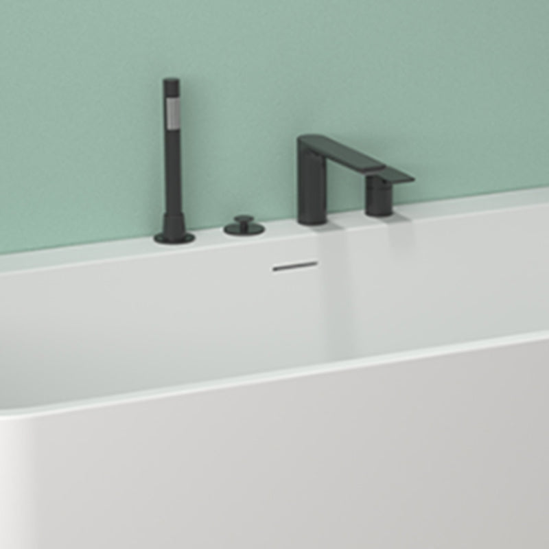 Modern Stone Rectangular Tub Soaking 22.05" Wide Bath with Overflow Trim Bath Clearhalo 'Bathroom Remodel & Bathroom Fixtures' 'Bathtubs' 'Home Improvement' 'home_improvement' 'home_improvement_bathtubs' 'Showers & Bathtubs' 6980878