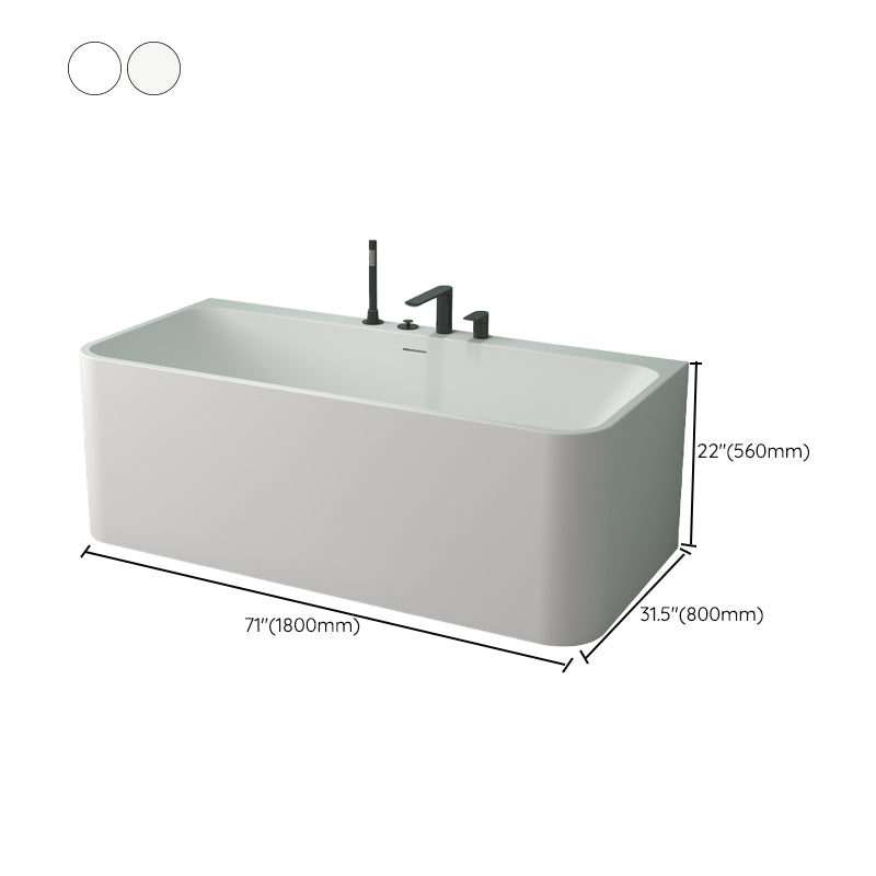 Modern Stone Rectangular Tub Soaking 22.05" Wide Bath with Overflow Trim Bath Clearhalo 'Bathroom Remodel & Bathroom Fixtures' 'Bathtubs' 'Home Improvement' 'home_improvement' 'home_improvement_bathtubs' 'Showers & Bathtubs' 6980881
