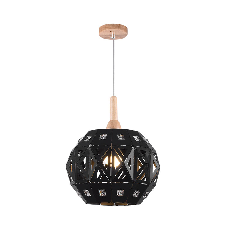 Metal Etched Globe Pendant Light 1 Light Vintage Hanging Lamp with Crystal for Study Room Clearhalo 'Art Deco Pendants' 'Black' 'Cast Iron' 'Ceiling Lights' 'Ceramic' 'Crystal' 'Industrial Pendants' 'Industrial' 'Metal' 'Middle Century Pendants' 'Pendant Lights' 'Pendants' 'Rustic Pendants' 'Tiffany' Lighting' 69820