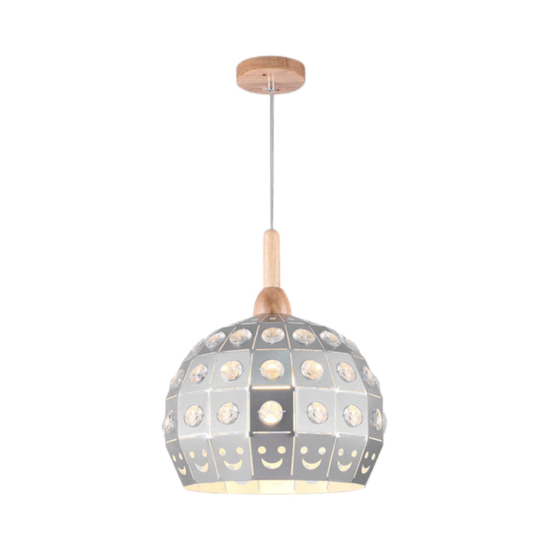 Metal Etched Globe Pendant Light 1 Light Vintage Hanging Lamp with Crystal for Study Room Clearhalo 'Art Deco Pendants' 'Black' 'Cast Iron' 'Ceiling Lights' 'Ceramic' 'Crystal' 'Industrial Pendants' 'Industrial' 'Metal' 'Middle Century Pendants' 'Pendant Lights' 'Pendants' 'Rustic Pendants' 'Tiffany' Lighting' 69824