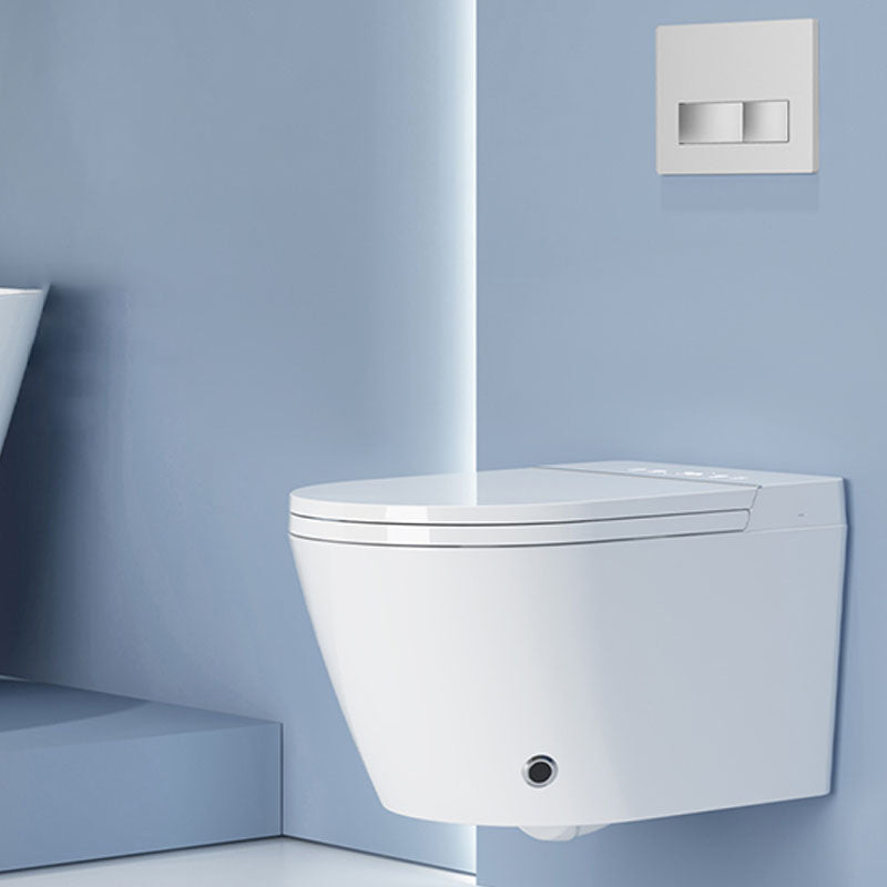 White Elongated Wall Mounted Bidet with Warm Air Dryer and Heated Seat Bidet with High Water Tank Automatic Lid Clearhalo 'Bathroom Remodel & Bathroom Fixtures' 'Bidets' 'Home Improvement' 'home_improvement' 'home_improvement_bidets' 'Toilets & Bidets' 6996834
