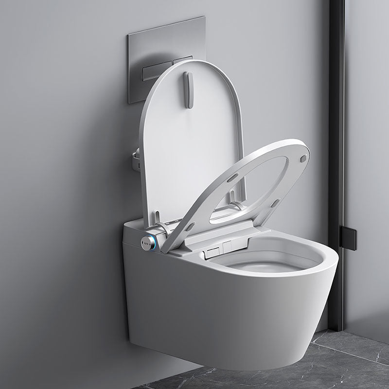 White Elongated Wall Mounted Bidet with Warm Air Dryer and Heated Seat Clearhalo 'Bathroom Remodel & Bathroom Fixtures' 'Bidets' 'Home Improvement' 'home_improvement' 'home_improvement_bidets' 'Toilets & Bidets' 6996836