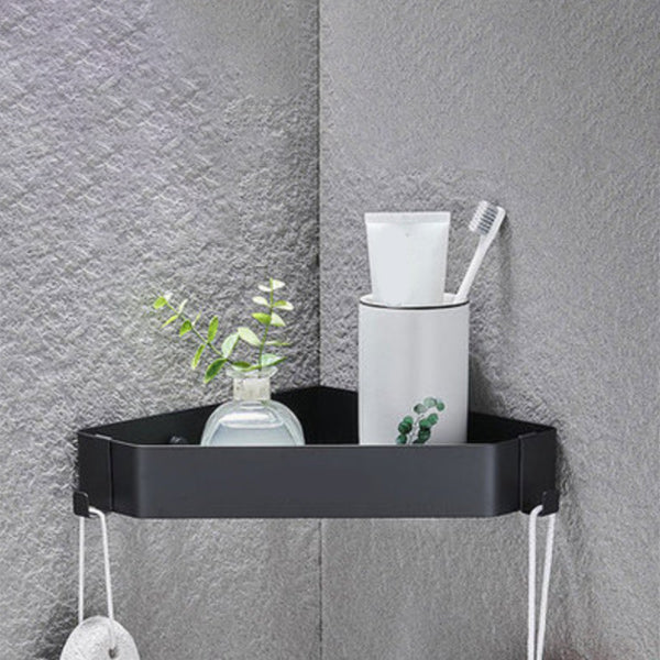Stainless Steel Bathroom Accessory Set Modern Triangle Basket Black 1 Piece Clearhalo 'Bathroom Hardware Sets' 'Bathroom Hardware' 'Bathroom Remodel & Bathroom Fixtures' 'bathroom_hardware_sets' 'Home Improvement' 'home_improvement' 'home_improvement_bathroom_hardware_sets' 6996858