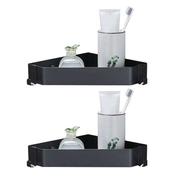 Stainless Steel Bathroom Accessory Set Modern Triangle Basket Black 2 Piece Set Clearhalo 'Bathroom Hardware Sets' 'Bathroom Hardware' 'Bathroom Remodel & Bathroom Fixtures' 'bathroom_hardware_sets' 'Home Improvement' 'home_improvement' 'home_improvement_bathroom_hardware_sets' 6996863