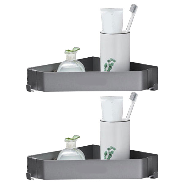 Stainless Steel Bathroom Accessory Set Modern Triangle Basket Grey 2 Piece Set Clearhalo 'Bathroom Hardware Sets' 'Bathroom Hardware' 'Bathroom Remodel & Bathroom Fixtures' 'bathroom_hardware_sets' 'Home Improvement' 'home_improvement' 'home_improvement_bathroom_hardware_sets' 6996865